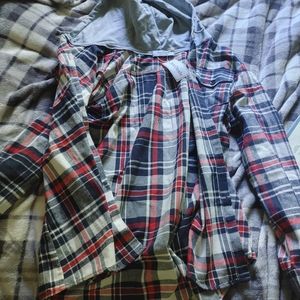 Brand new! Red White and Blue Flannel Hoodie
